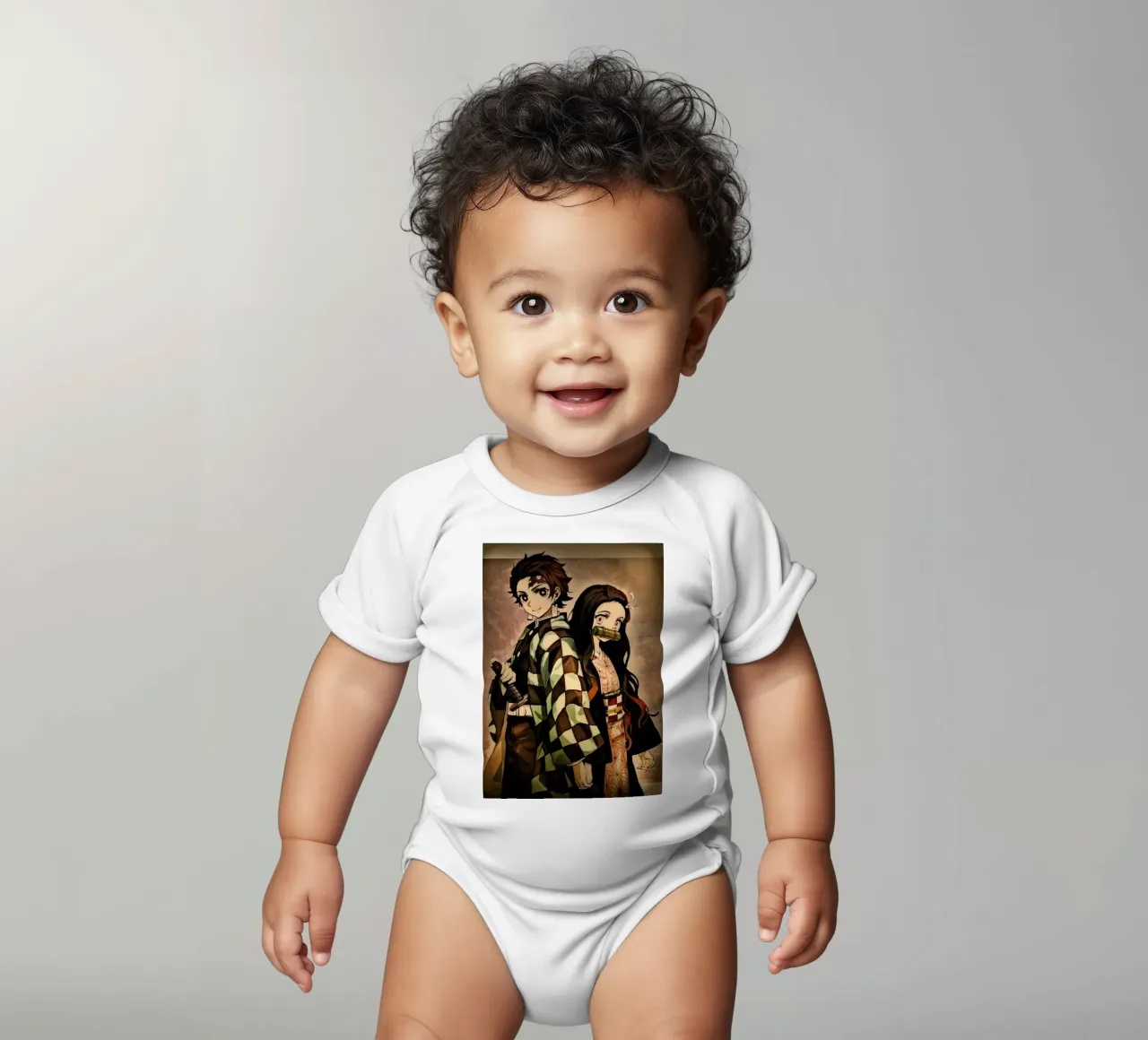 Demon Slayer - Tanjiro Kamado - Nezuko short-sleeve baby romper by Lembayung art