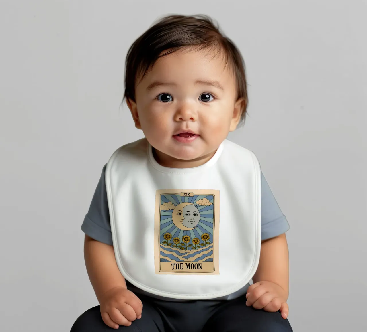 The Moon Tarot Card Illustration baby bib by 🥝 KIWI STORE