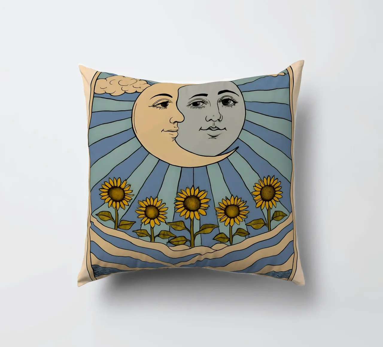 The Moon Tarot Card Illustration decorative cushion by 🥝 KIWI STORE