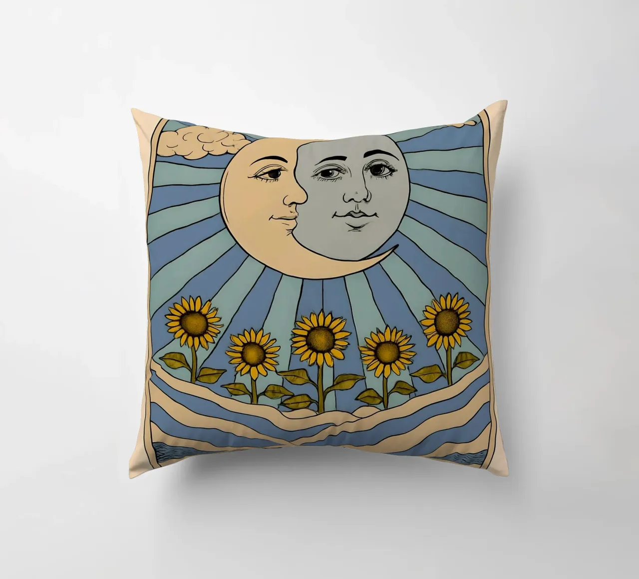 The Moon Tarot Card Illustration decorative cushion by 🥝 KIWI STORE