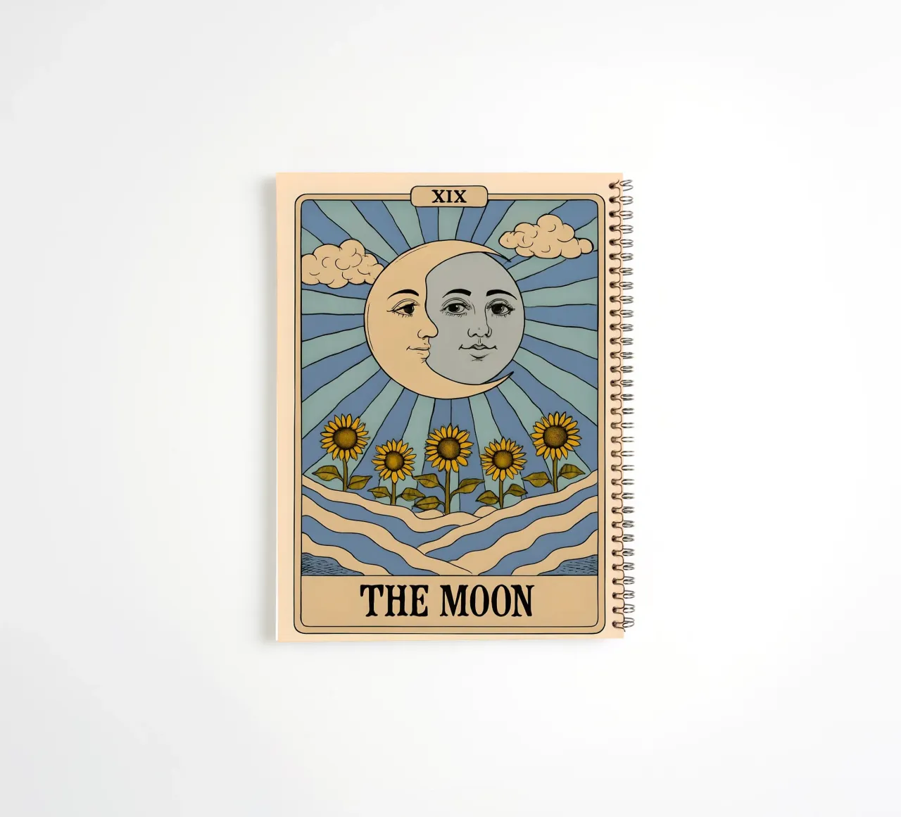 The Moon Tarot Card Illustration spiral notebook by 🥝 KIWI STORE