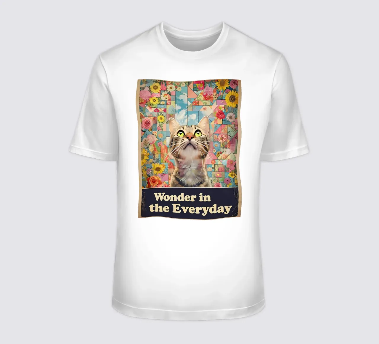 Verwondering in de alledaagse kattenkunst t-shirt van 🥝 KIWI STORE