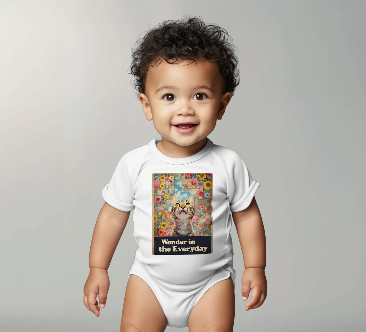 Wunder in der alltäglichen Katzenkunst Kurzarm Babybody von 🥝 KIWI STORE