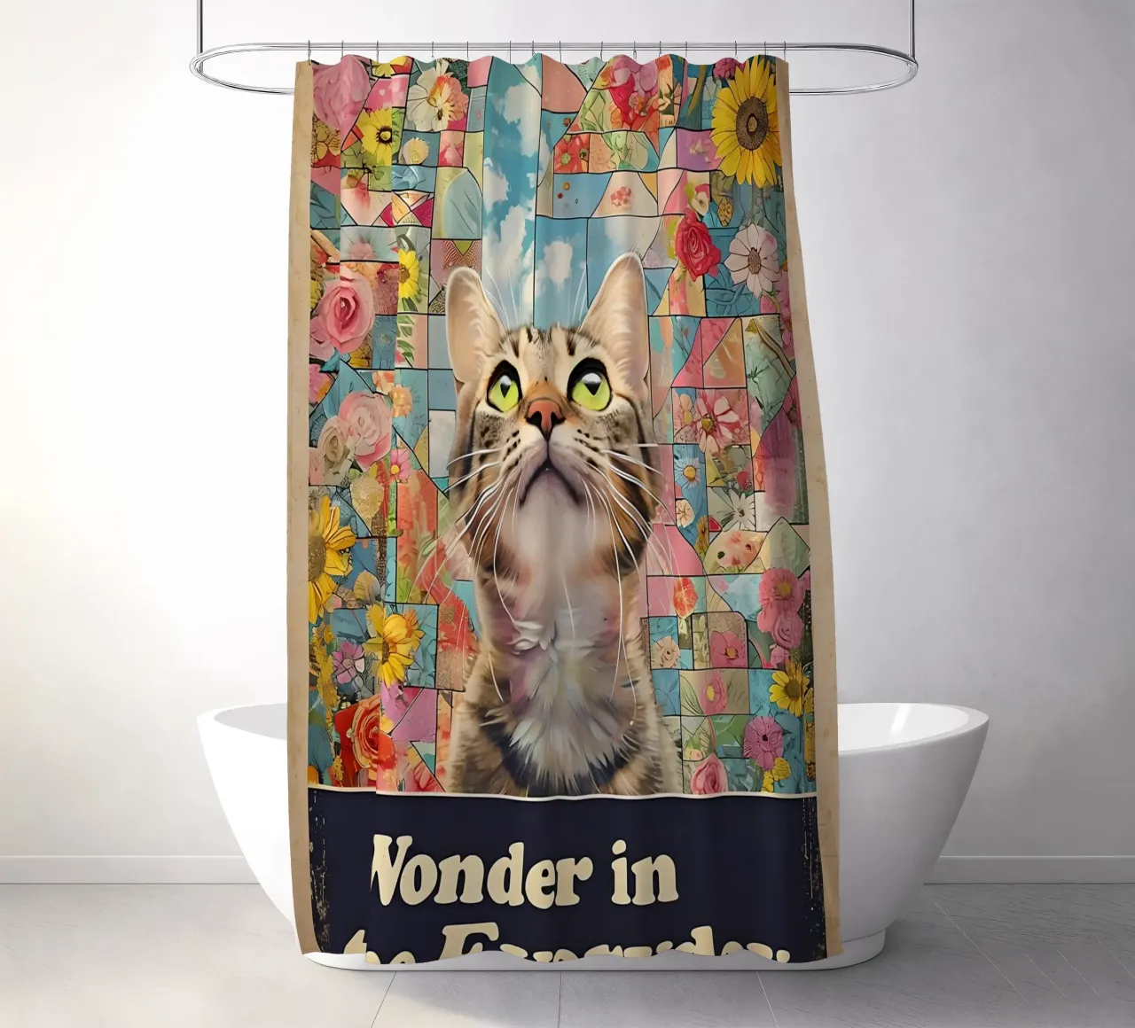 Wunder in der alltäglichen Katzenkunst Duschvorhang von 🥝 KIWI STORE