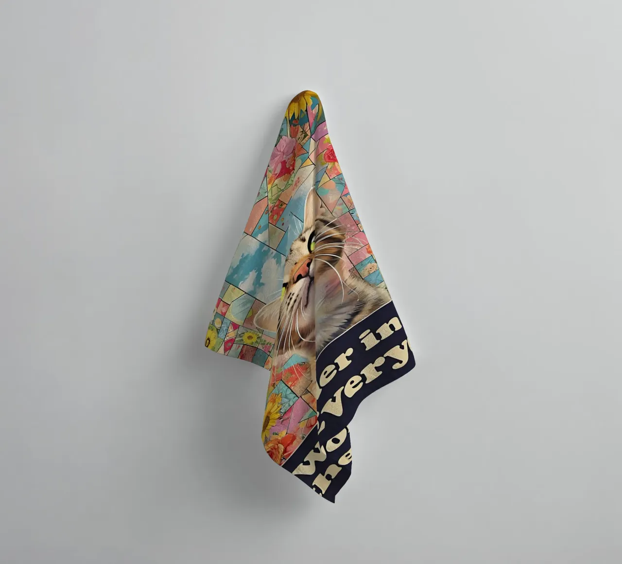 Wonder in the Everyday Cat Art towel by 🥝 KIWI STORE