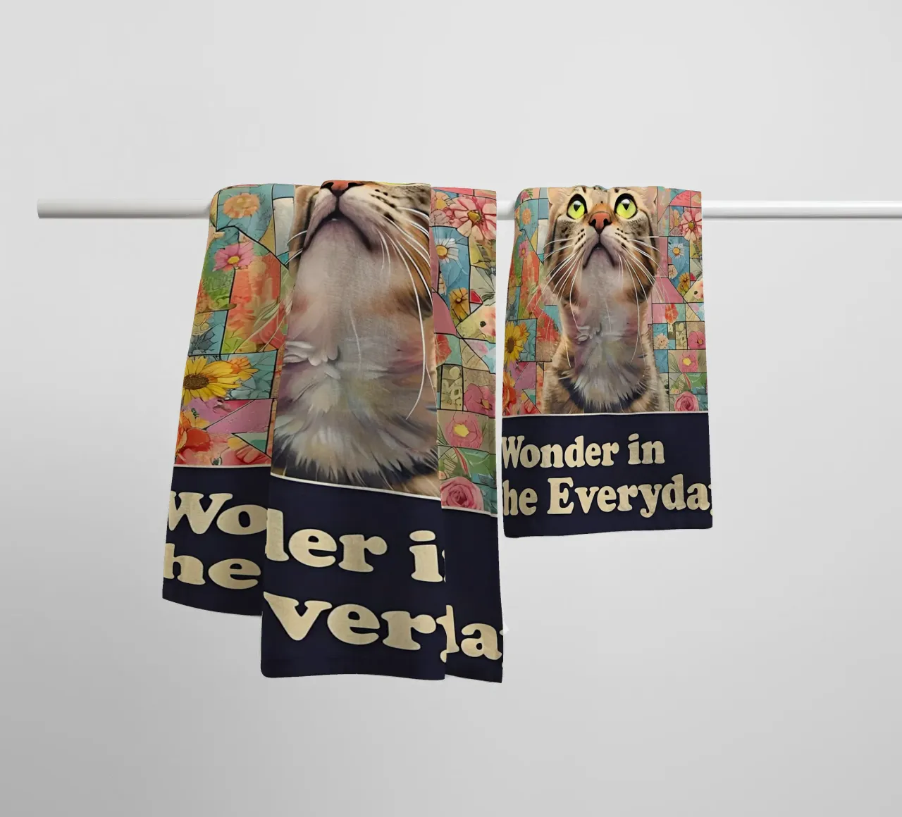 Wonder in the Everyday Cat Art towel by 🥝 KIWI STORE