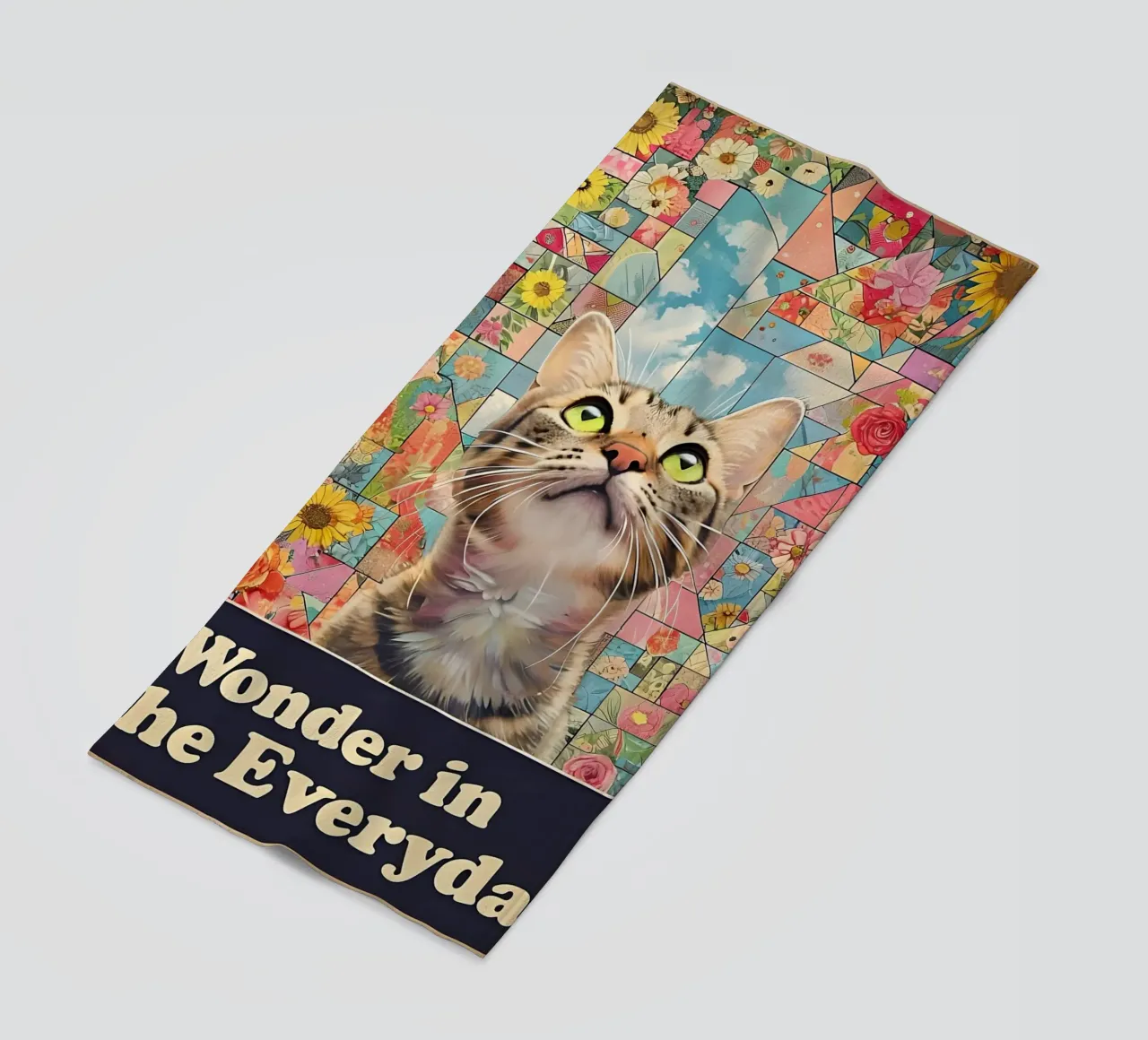 Wonder in the Everyday Cat Art beach towel by 🥝 KIWI STORE