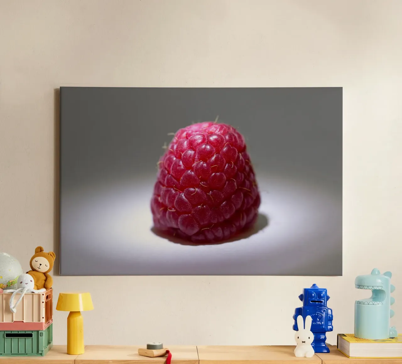 Raspberry Spotlight canvas with Floater frame by StillVibe Home