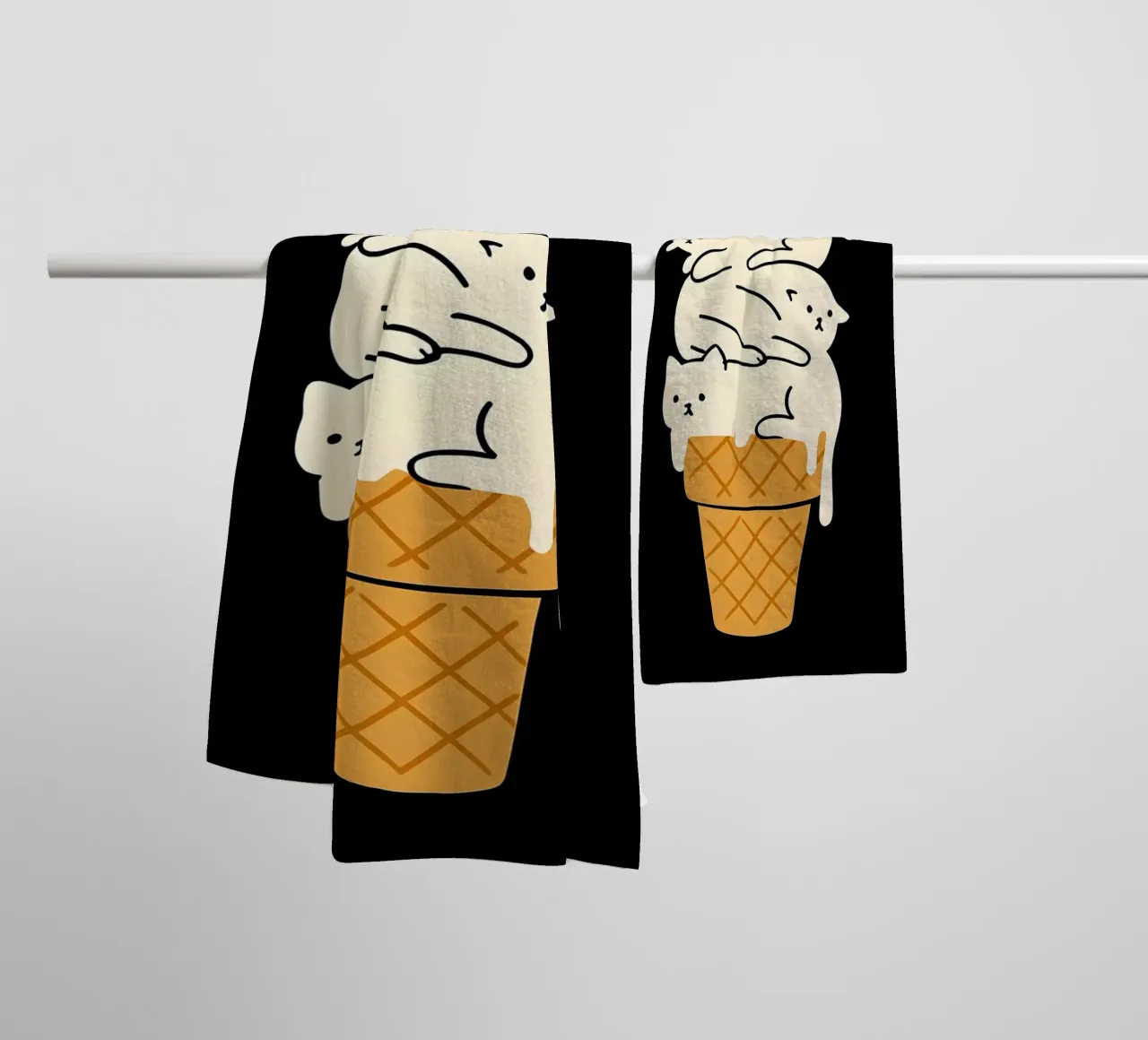 Cats as Ice Cream Cone towel by 🥝 KIWI STORE