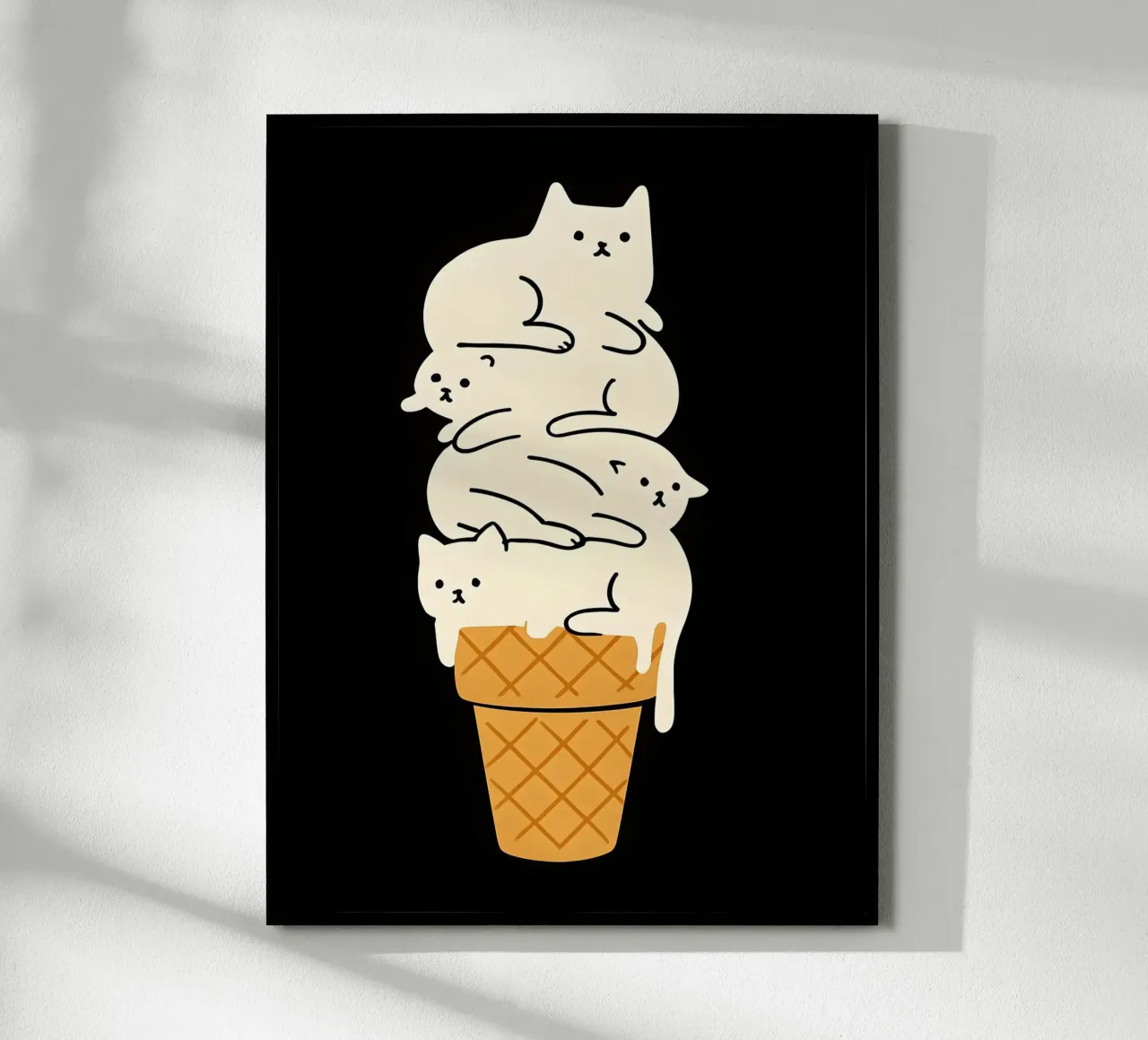 Gatos como cucuruchos de helado poster con marco de madera de 🥝 KIWI STORE