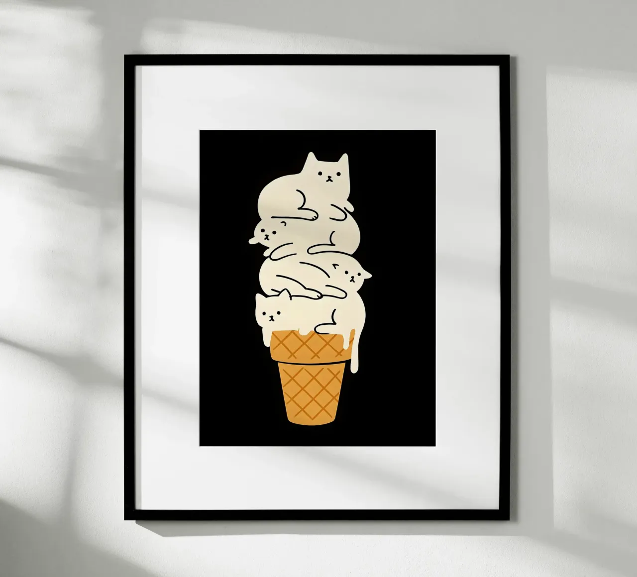 Gatos como cucuruchos de helado poster con marco de madera de 🥝 KIWI STORE