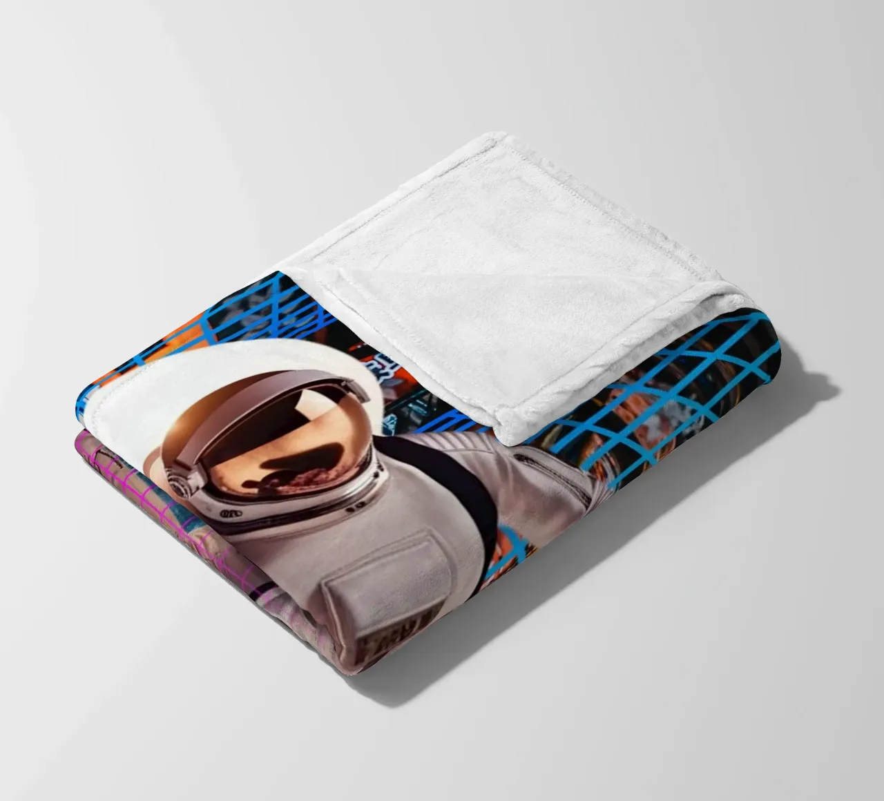 Astronauta en Tokio con Retro Grid manta de franela de Berwies Artwork