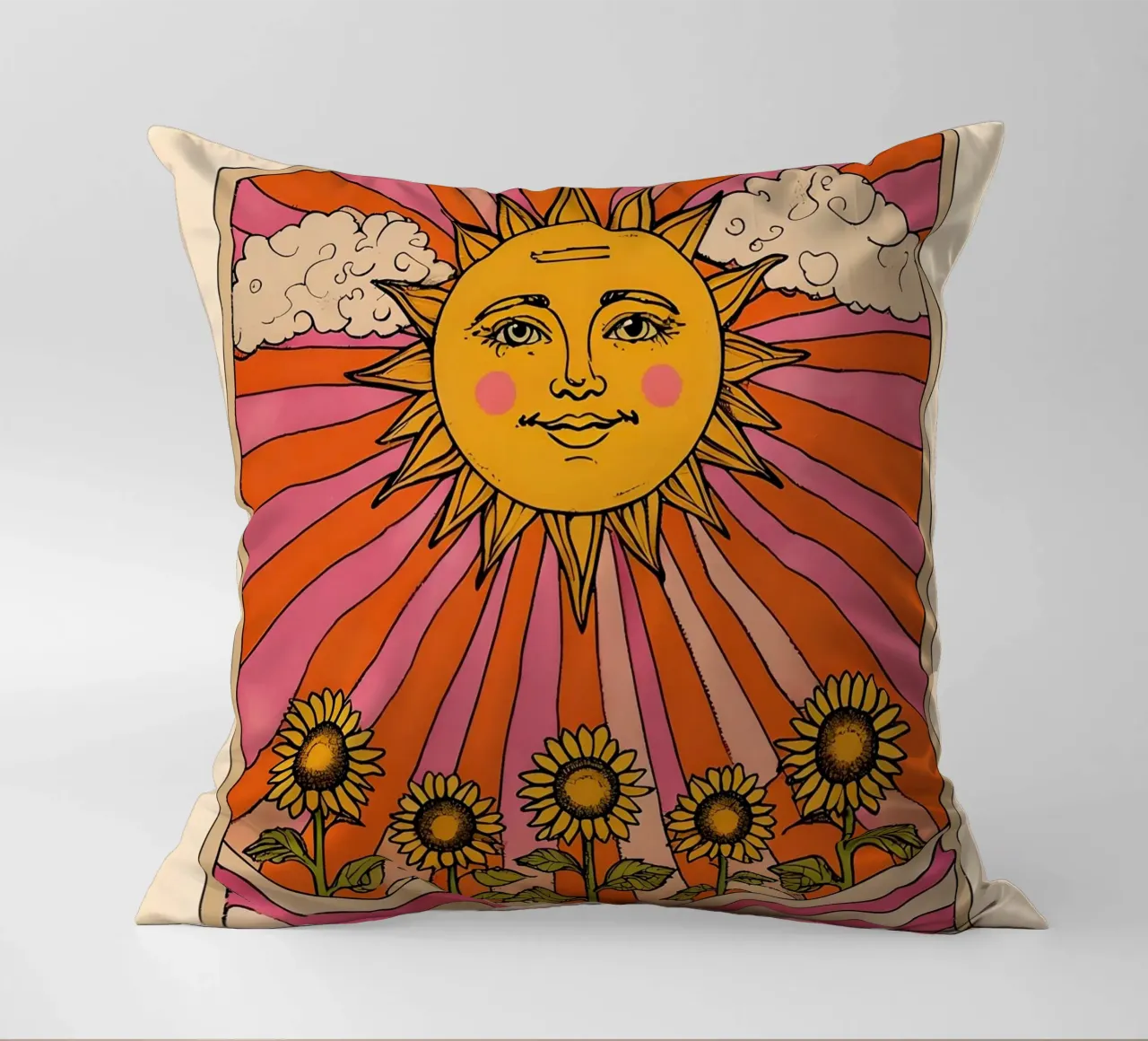 The Sun Tarot Card Illustration decorative cushion by 🥝 KIWI STORE
