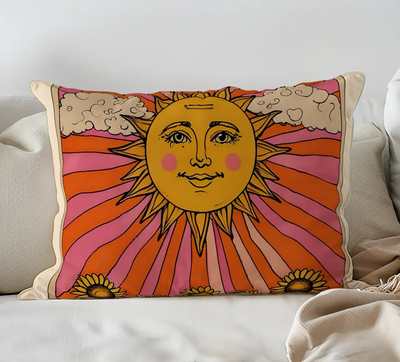 The Sun Tarot Card Illustration decorative cushion by 🥝 KIWI STORE