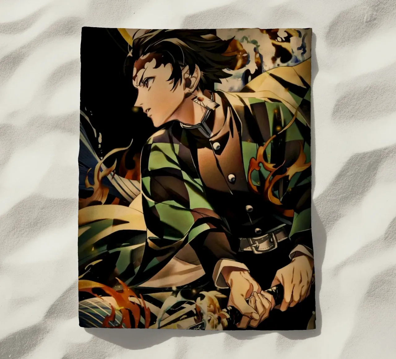 Demon Slayer - Tanjiro Kamado beach towel by Lembayung art