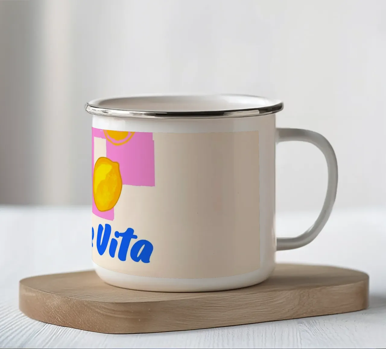 Das La Dolce Vita Zitrone Retro Emaille Tasse von EDMPROJECT
