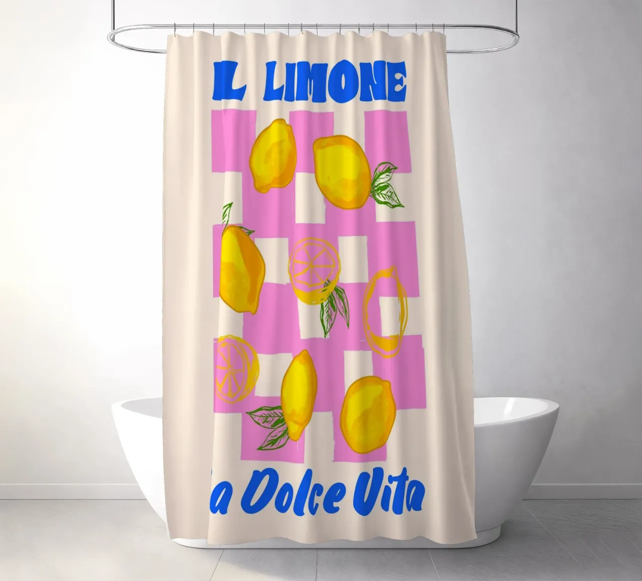 Das La Dolce Vita Zitrone Retro Duschvorhang von EDMPROJECT