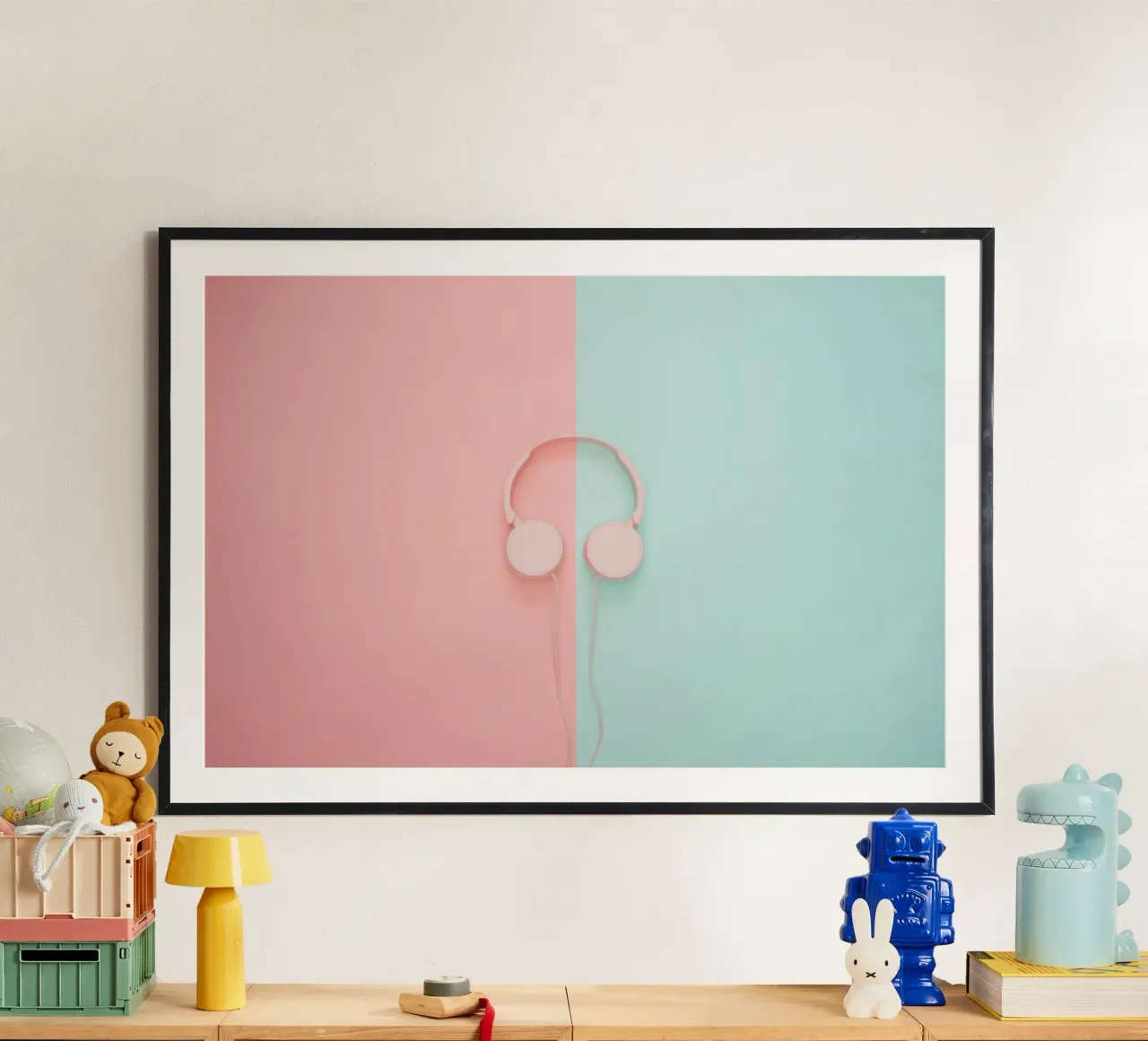 Silenzio pastello poster con telaio in legno da StillVibe Home
