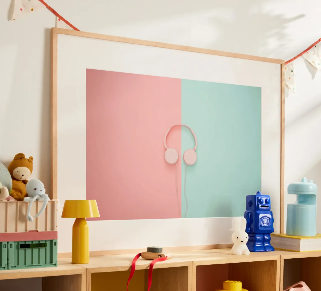 Silenzio pastello poster con telaio in legno da StillVibe Home