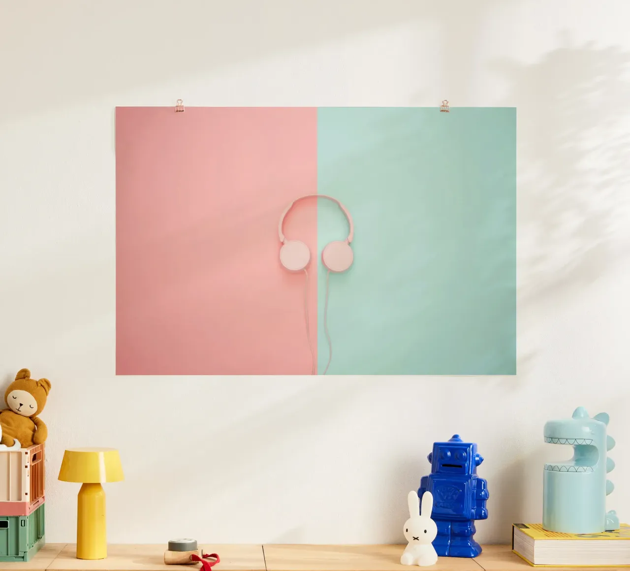 Silenzio pastello poster con telaio in legno da StillVibe Home
