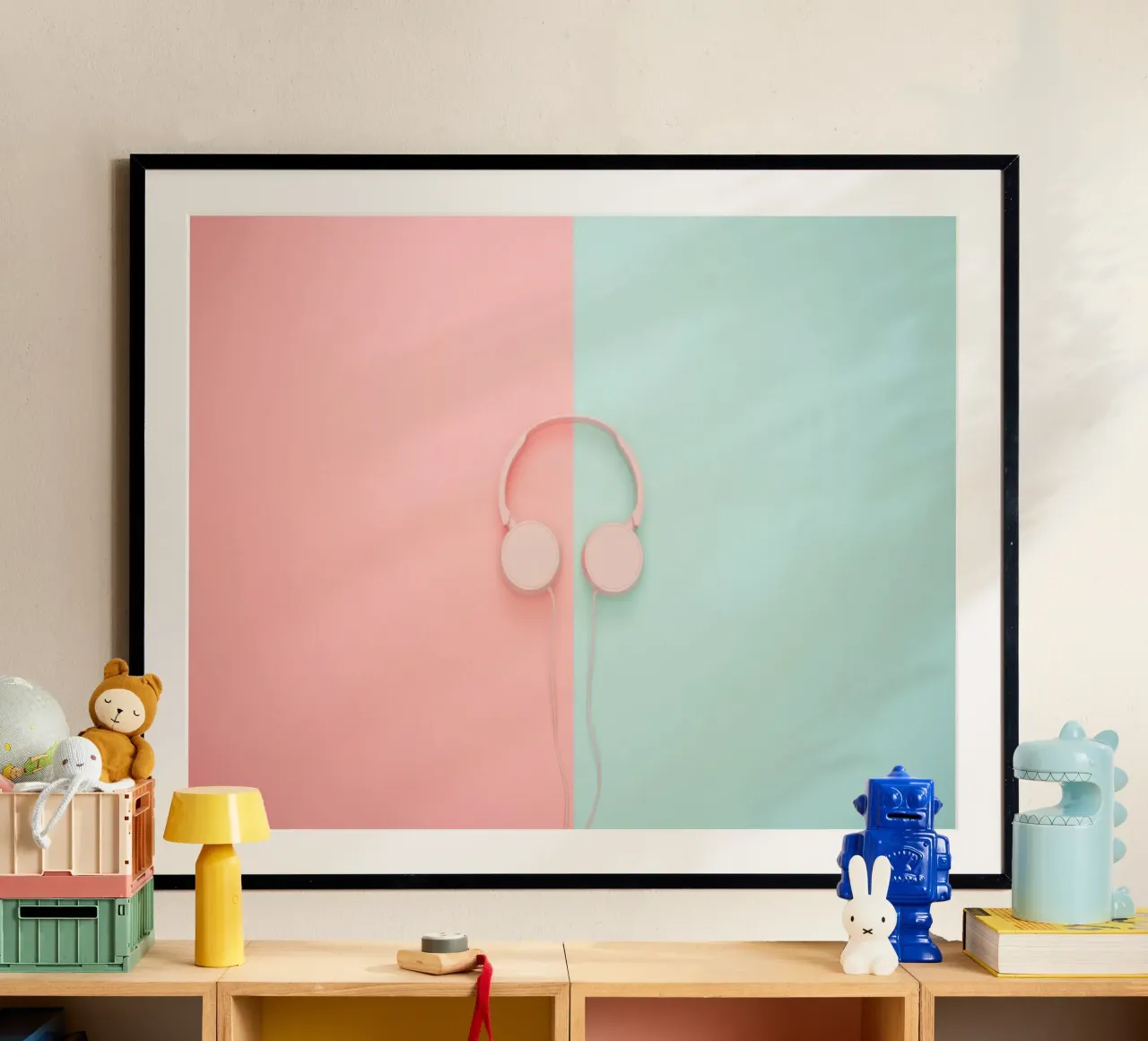 Silenzio pastello poster con telaio in legno da StillVibe Home