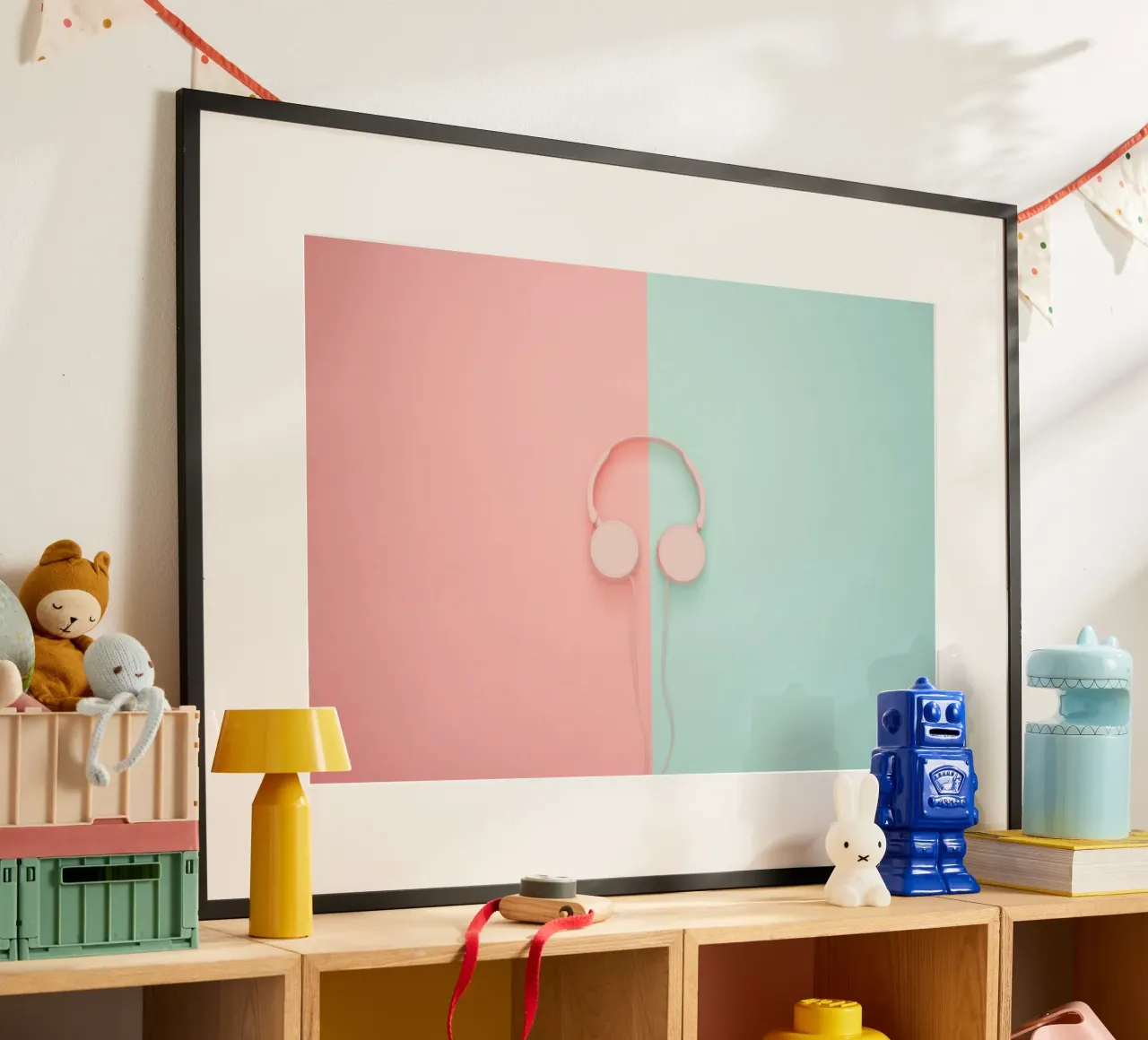 Silenzio pastello poster con telaio in legno da StillVibe Home