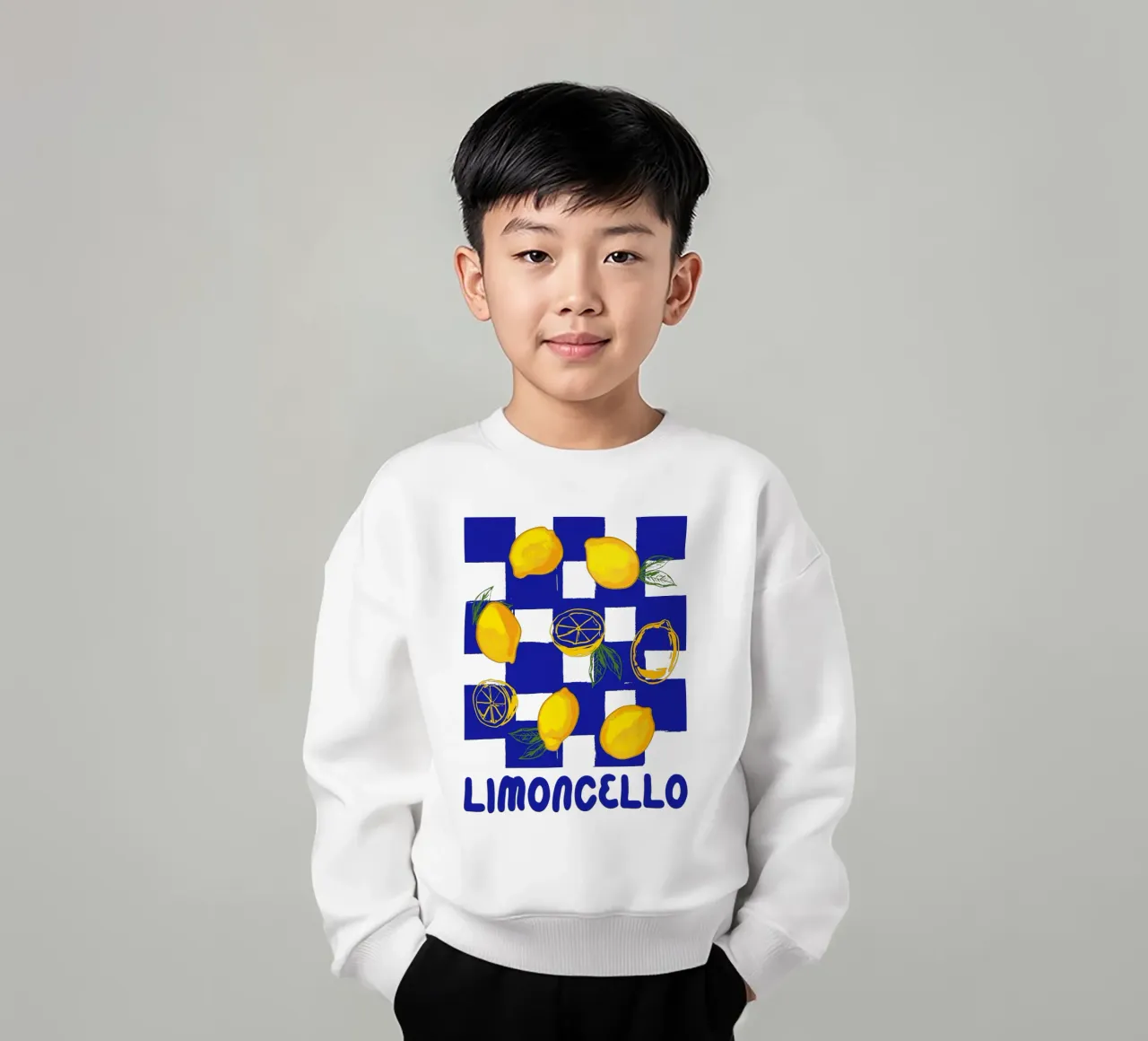 Limoncello Retro Blu a scacchi felpa bambino da EDMPROJECT