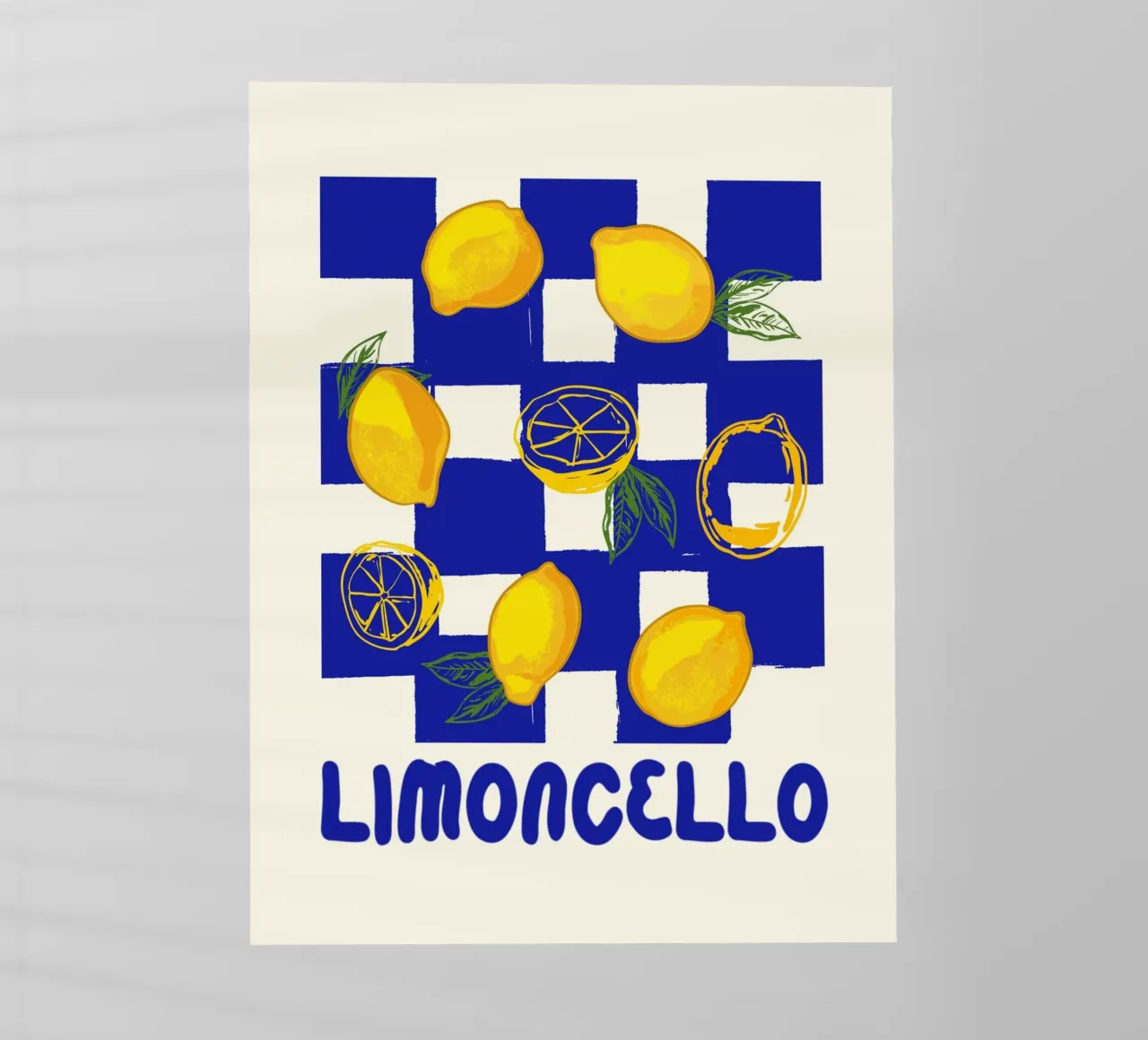 Limoncello Retro Blau Kariert Zitrone Backlit Folie von EDMPROJECT