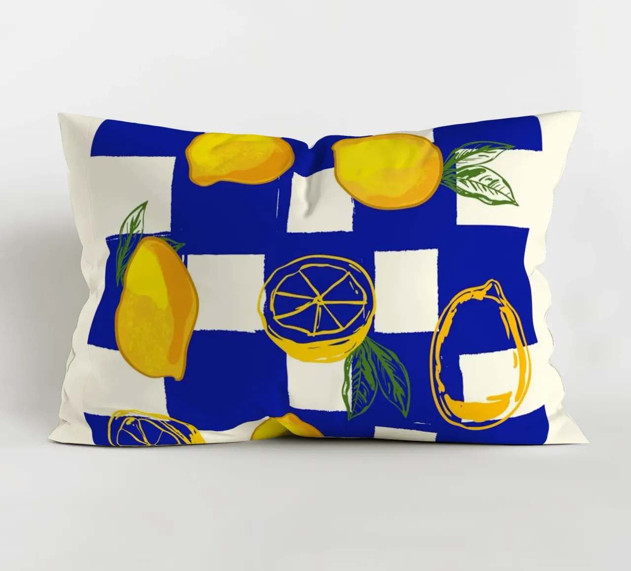 Limoncello Retro Blu a scacchi cuscino da EDMPROJECT