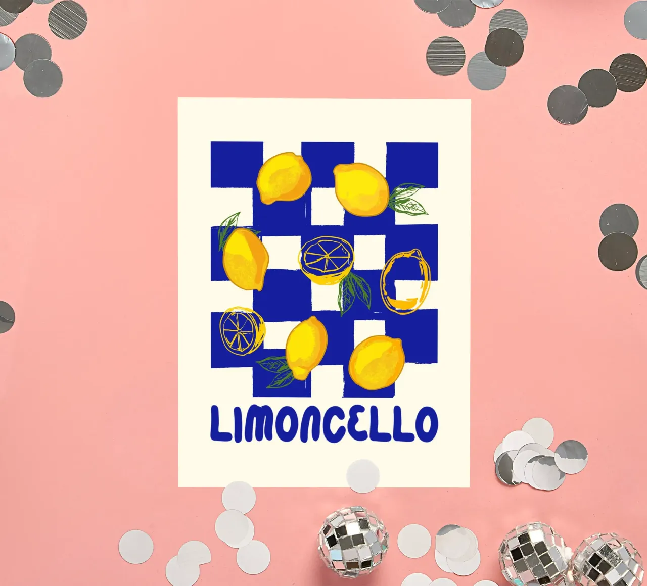Limoncello Retro Blau Kariert Zitrone Sticker von EDMPROJECT