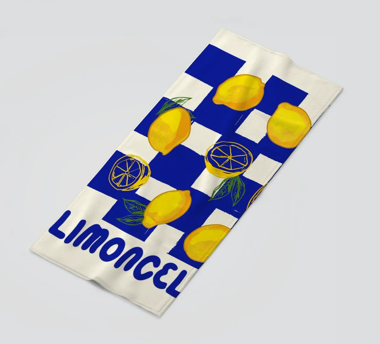 Limoncello Retro Blu a scacchi telo mare da EDMPROJECT