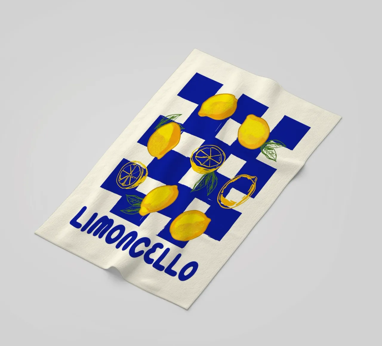 Limoncello Retro Blu a scacchi telo mare da EDMPROJECT