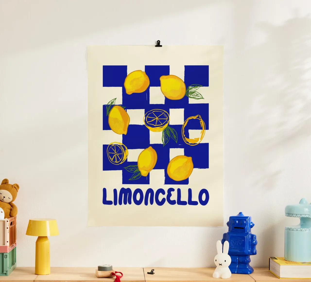 Limoncello Retro Blu a scacchi poster da EDMPROJECT