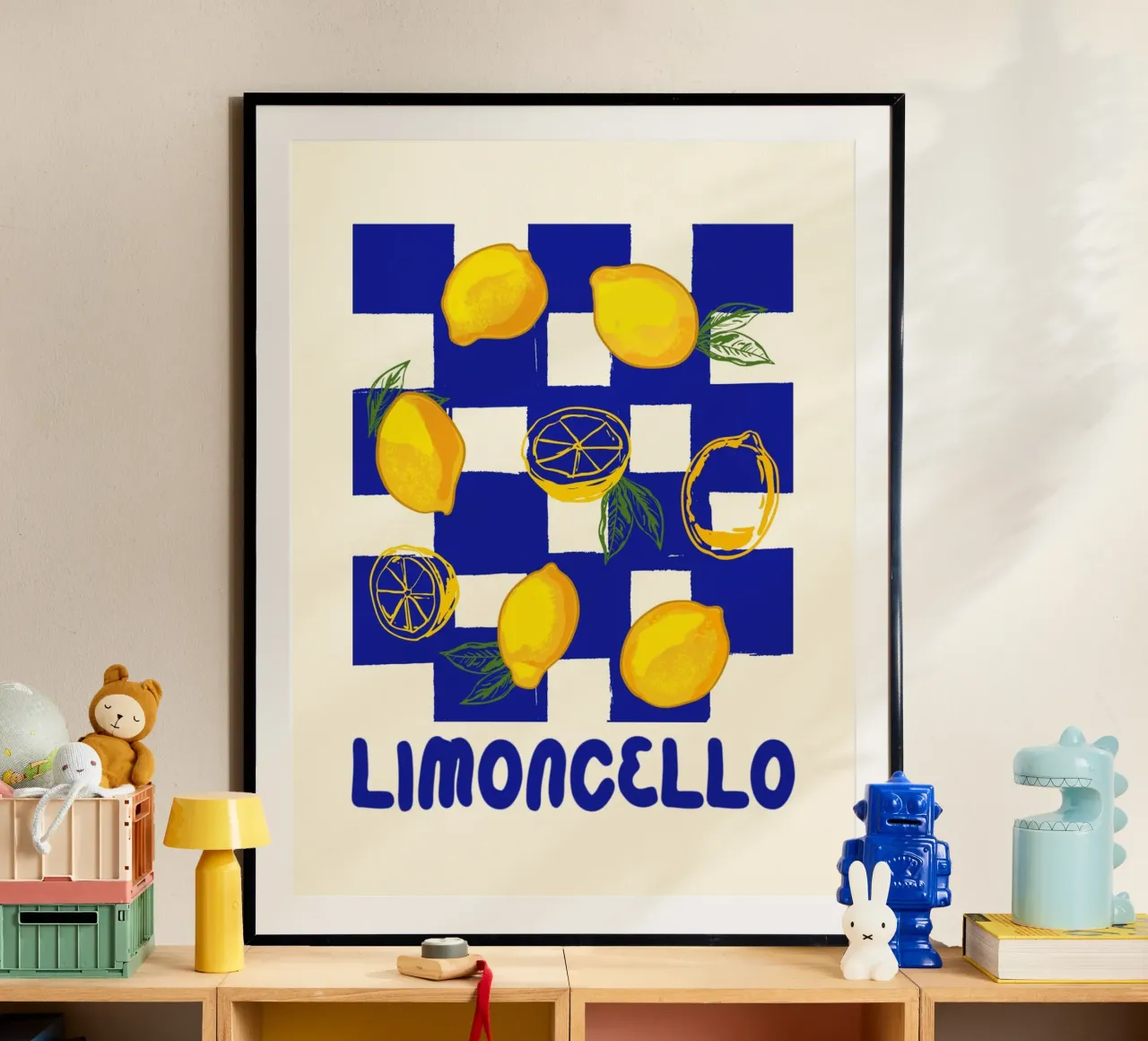 Limoncello Retro Blu a scacchi poster da EDMPROJECT