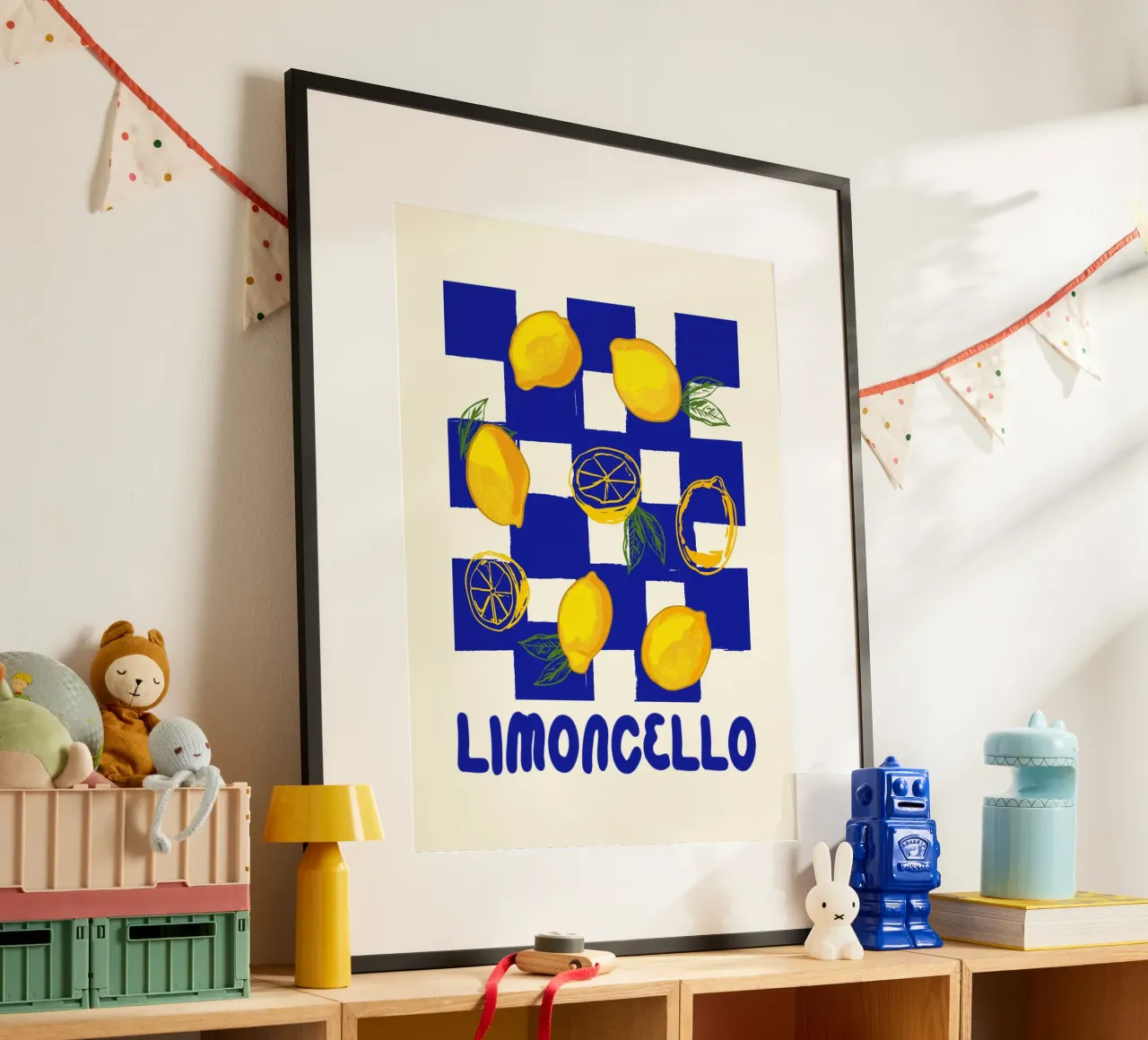 Limoncello Retro Blu a scacchi poster da EDMPROJECT
