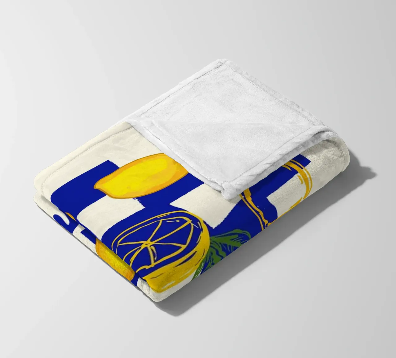 Limoncello Retro Blau Kariert Zitrone Fleecedecke von EDMPROJECT