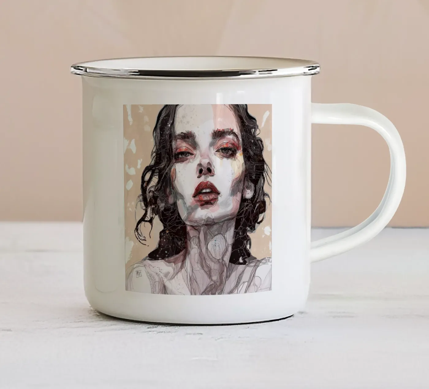 n u d e enamel mug by Giulio Iurissevich