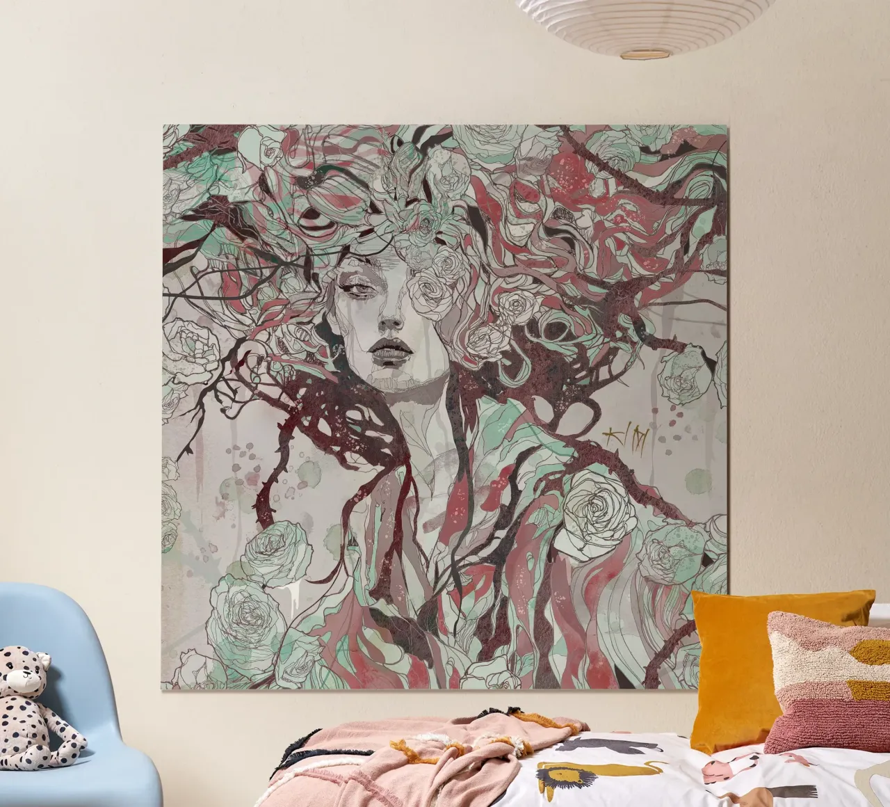Il rovo e la rosa poster con telaio in plastica da Giulio Iurissevich