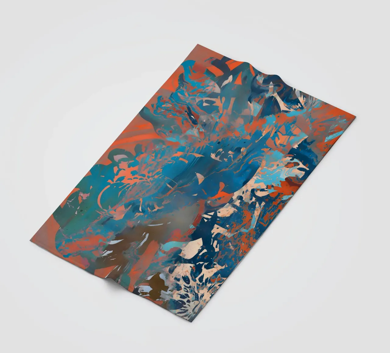 Abstract Trio: Rust, Indigo & Butter fleece blanket by 83oranges