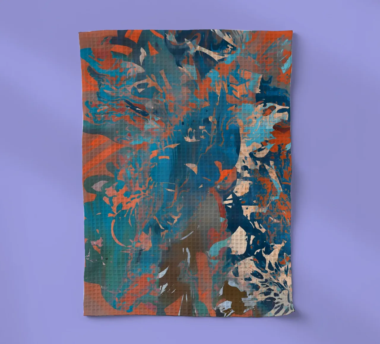 Abstract Trio: Rust, Indigo & Butter tea towel by 83oranges