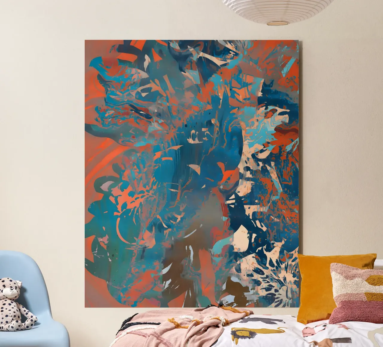 Abstract Trio: Rust, Indigo & Butter alu-dibond by 83oranges