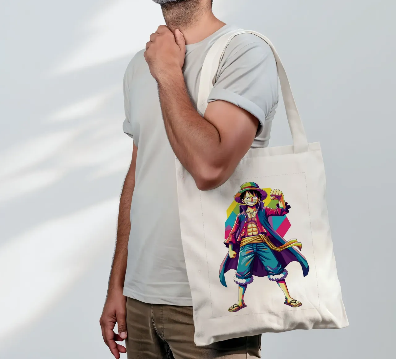 One Piece - Monkey D Luffy art (8) borsa in juta da Hantamrata