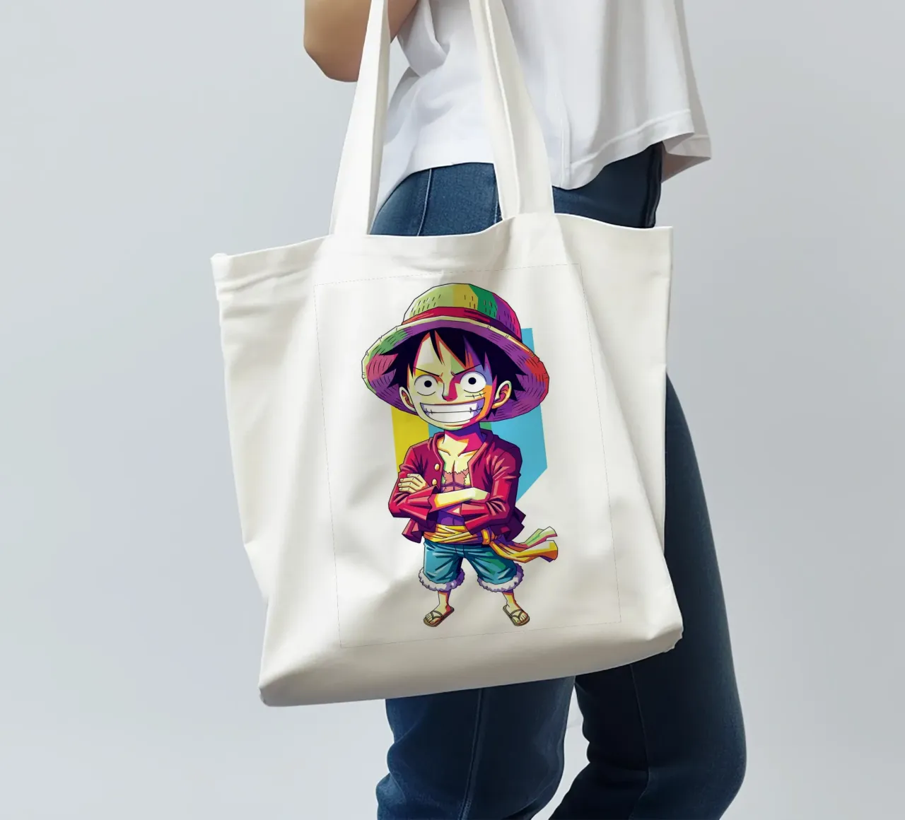 One Piece - Monkey D Luffy art (11) borsa in juta da Hantamrata