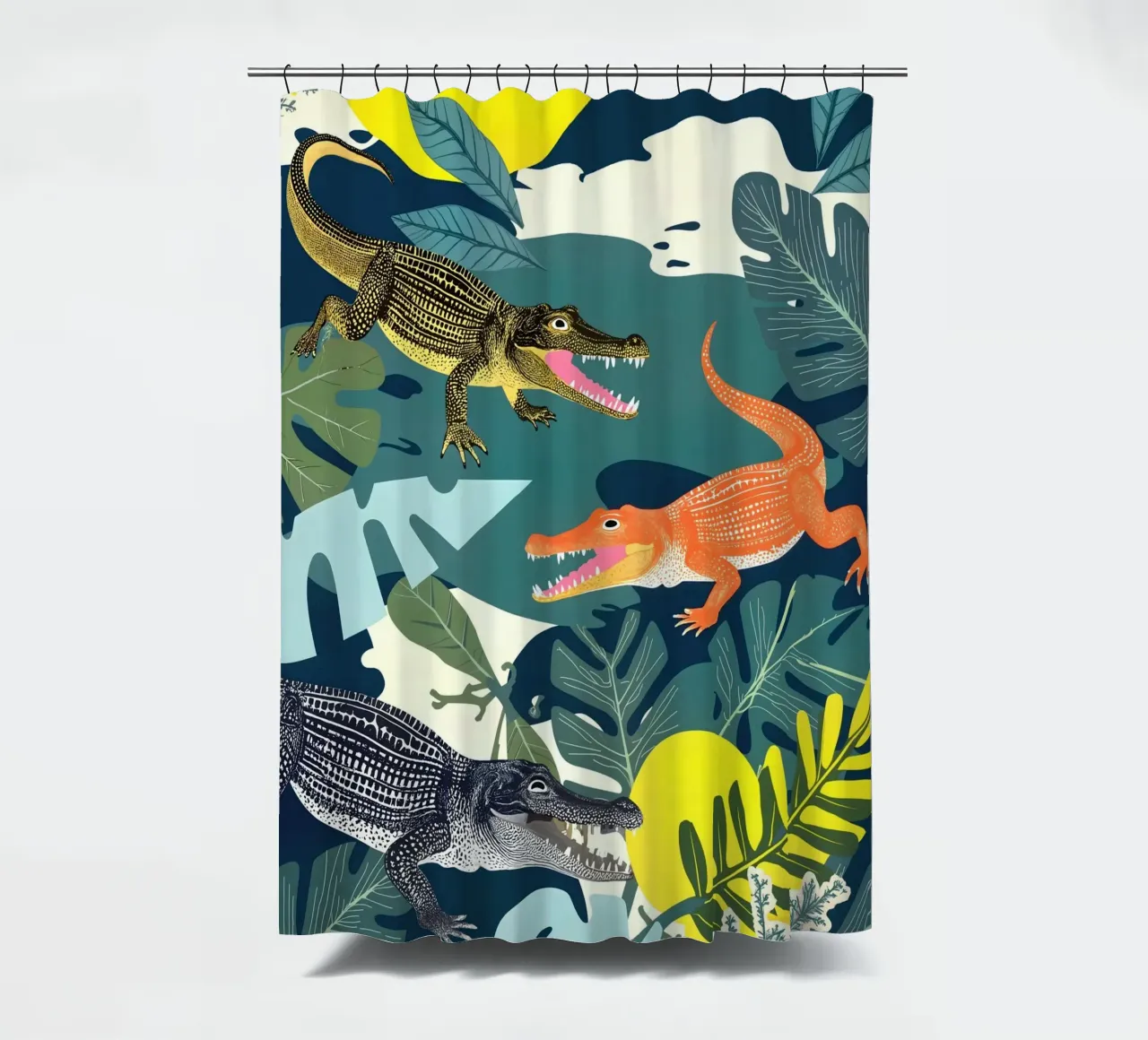Three Crocodiles shower curtain by 83oranges