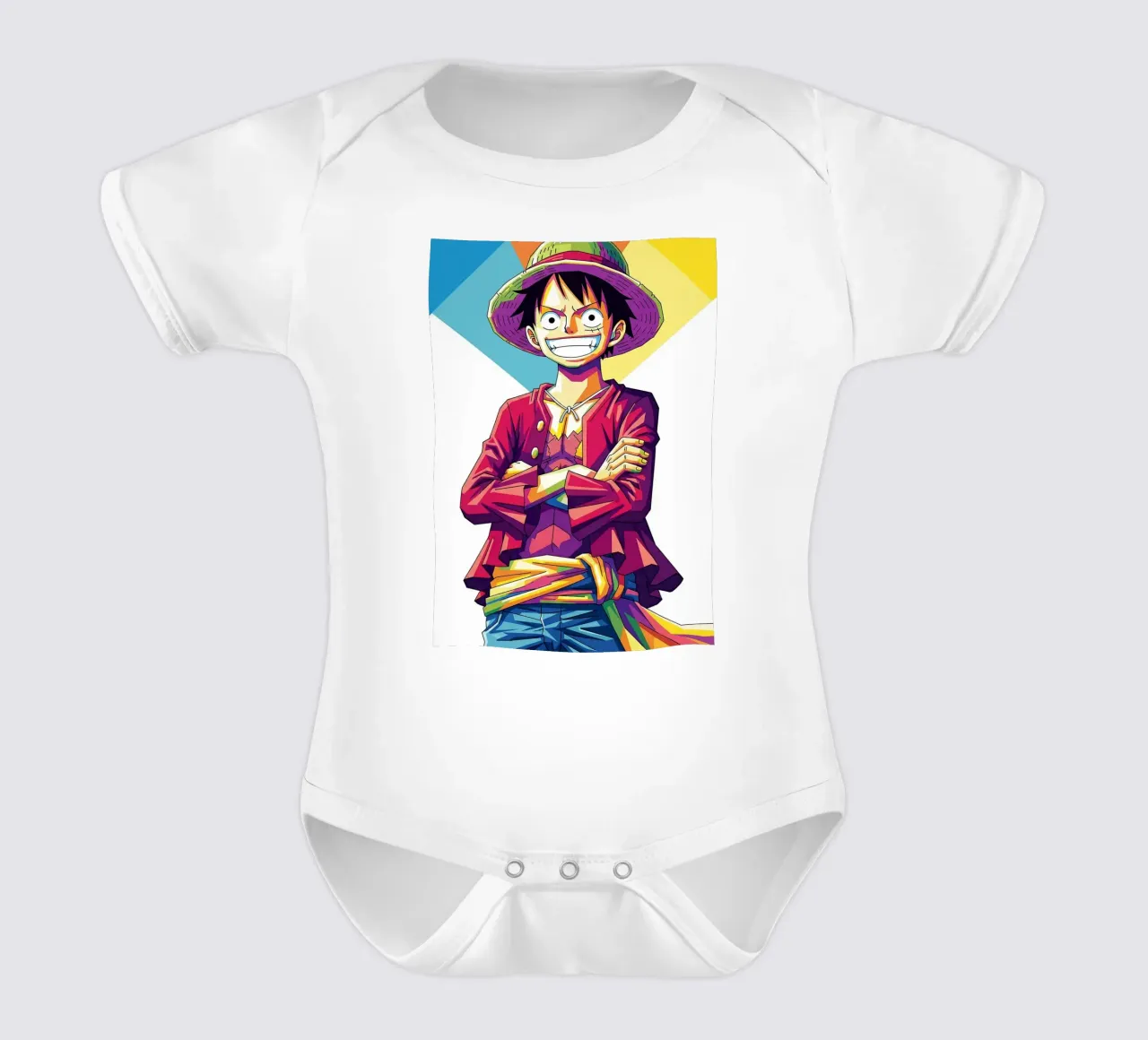 One Piece - Monkey D Luffy art (12) short-sleeve baby romper by Hantamrata