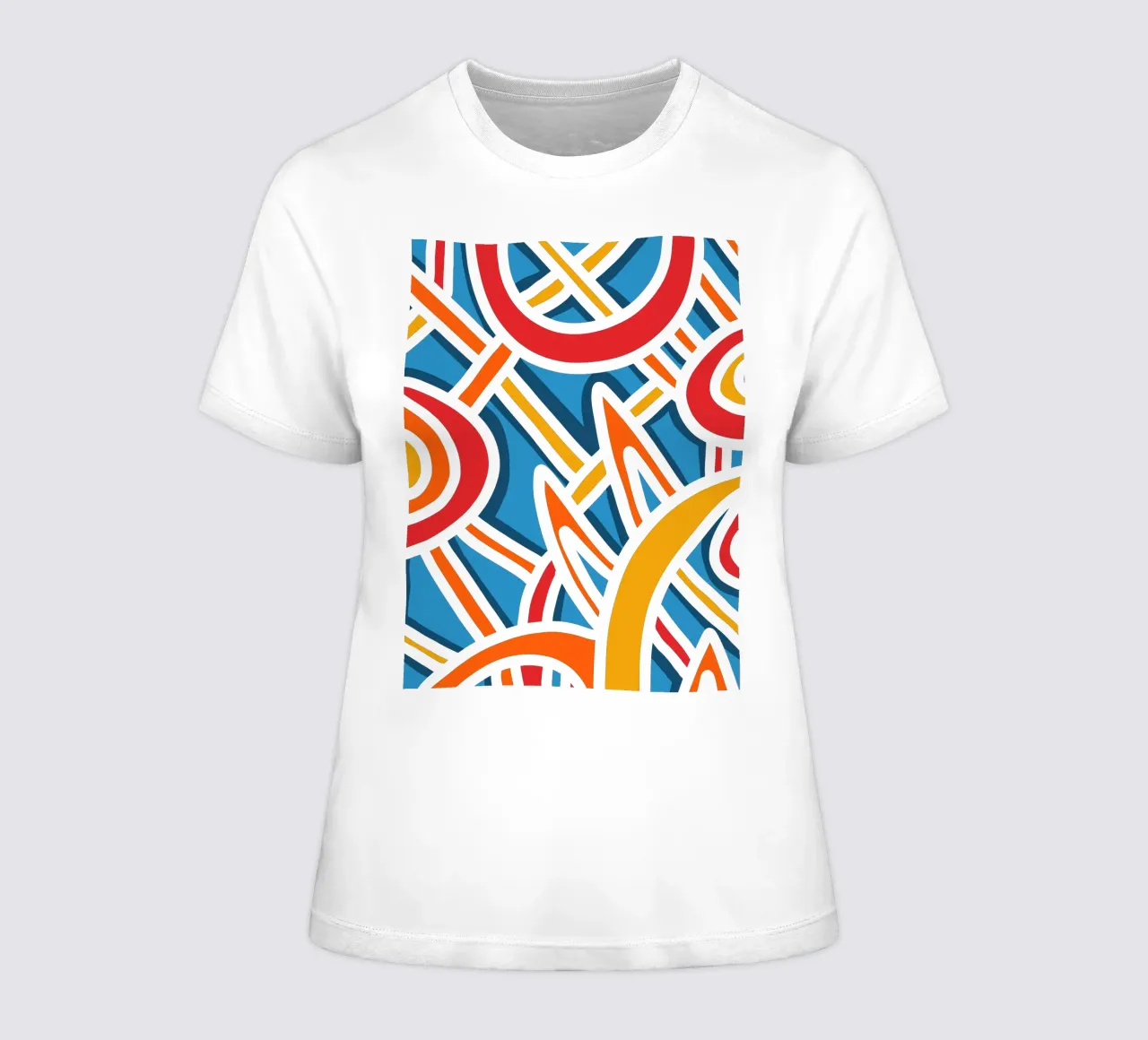 Felice strisce colorate astratte piene di vita t-shirt da donna da Abstract and Patterns