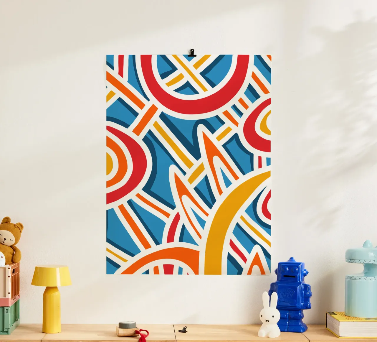 Felice strisce colorate astratte piene di vita poster con telaio in plastica da Abstract and Patterns