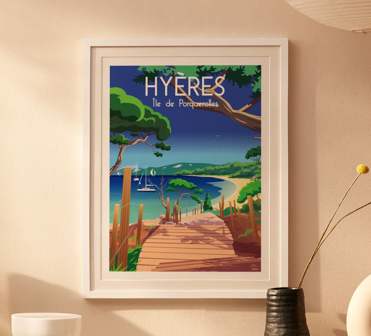 Isola di Hyères Porquerolles poster con telaio in alluminio da Raphaël Delerue