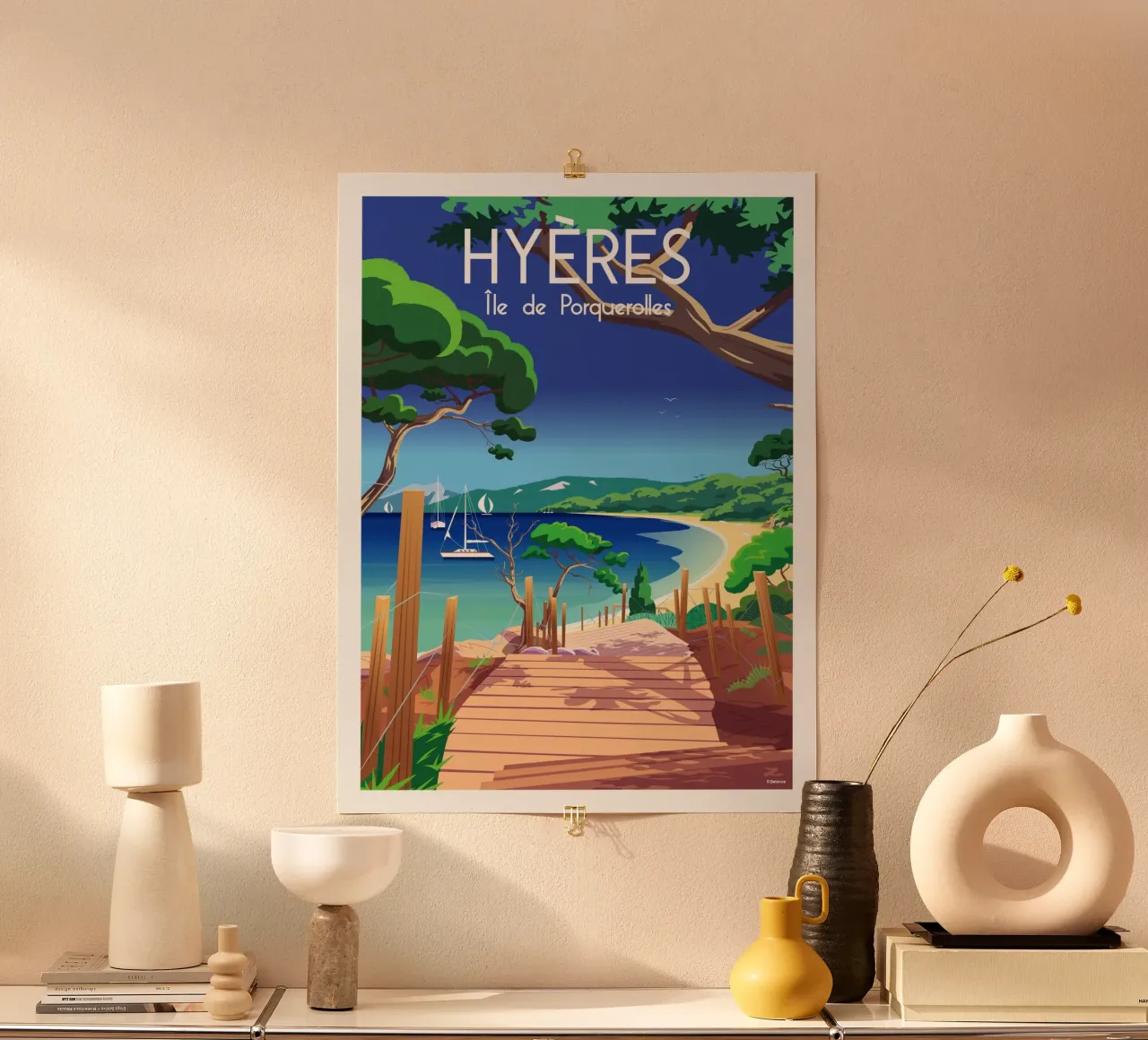 Isola di Hyères Porquerolles poster con telaio in alluminio da Raphaël Delerue