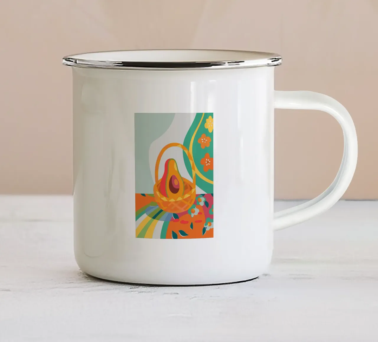 Avocado in un cestino tazza in smalto da HAPPY SHOP